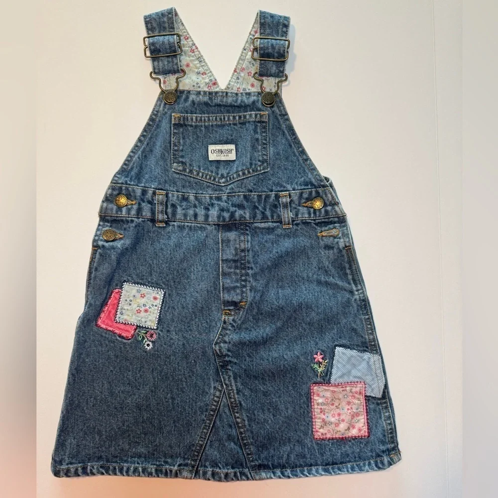 Osh Kosh Vintage Denim Patchwork Skirtall Size 4T